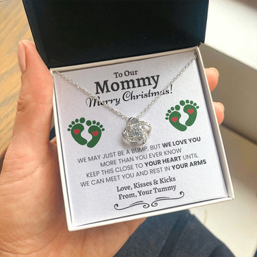Mommy (Twin Tummy) Christmas Love Knot Necklace - Love You This Much